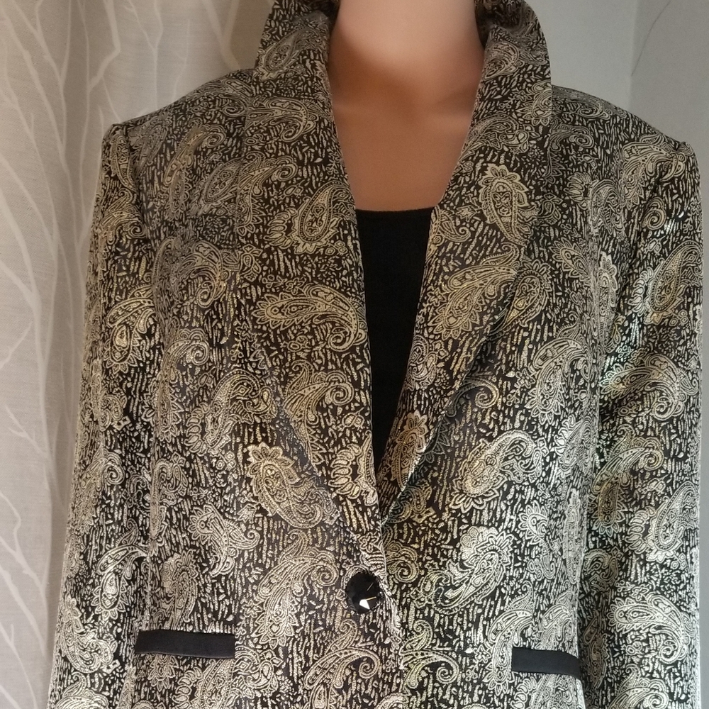 Nine West Champagne Gold black paisley blazer used